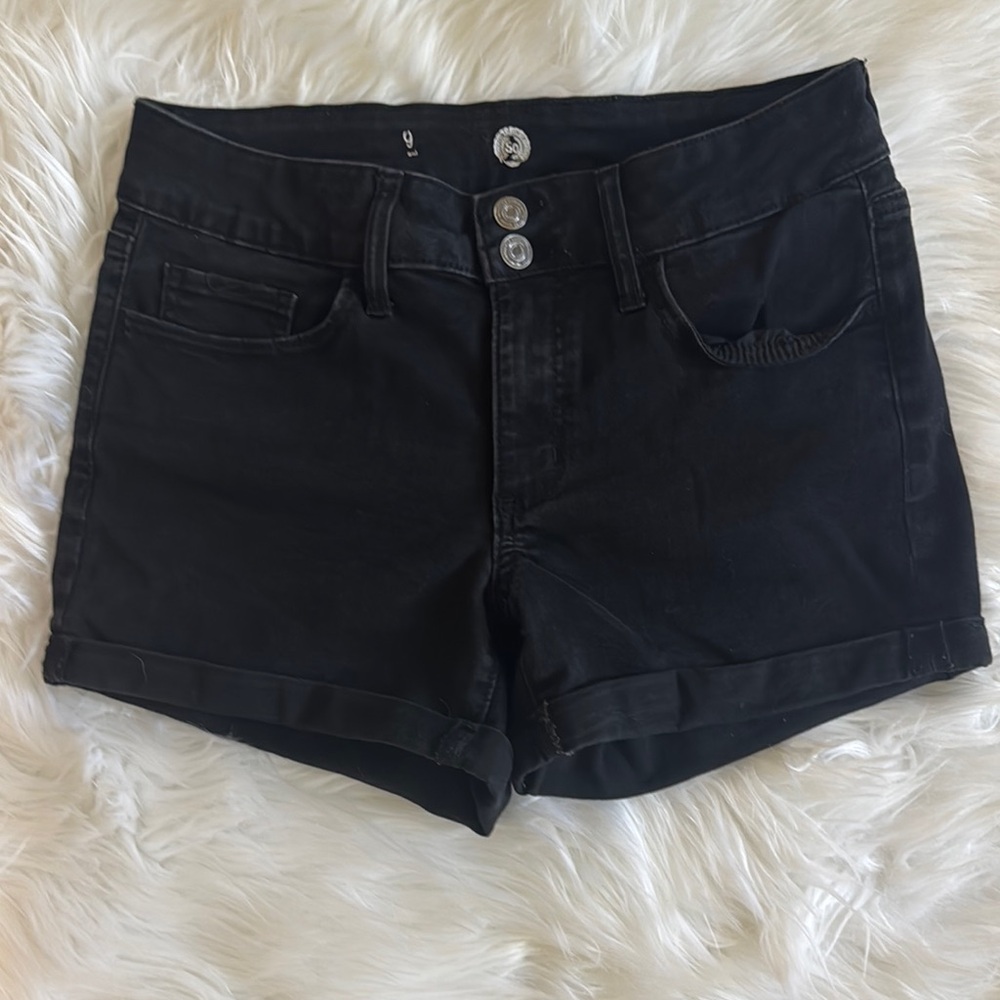 SO High Waist Black Denim Shorts